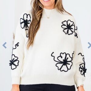 NWOT Chic Soul Sweater with Floral Embroidery